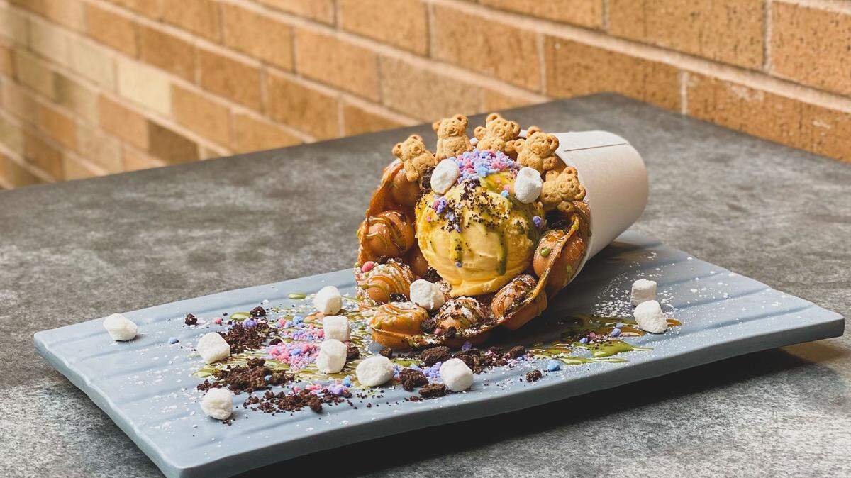 Open Rice’s Bubble Waffles are made from a sweet batter, then stuffed with toppings and your choice of ice cream.
