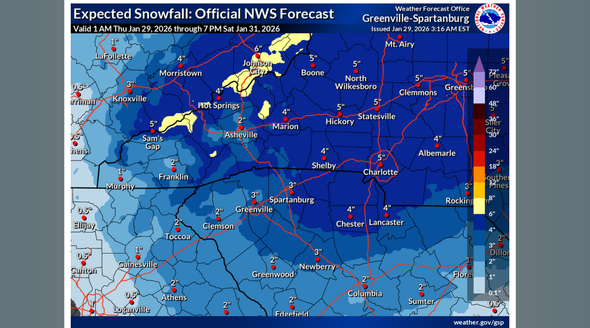 A Winter Storm Watch has been issued for the Charlotte area in advance of a weekend storm that could bring two and seven inches of snow to Charlotte region, the National Weather Service says.