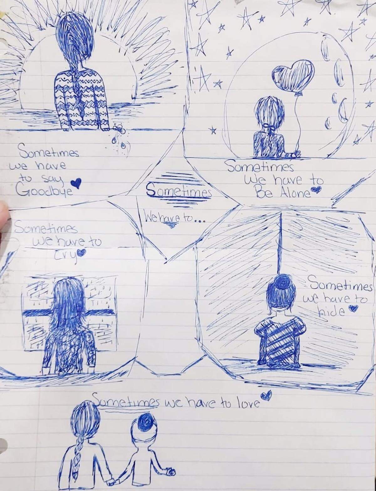 The childhood drawing that Morgan Wetherbee’s family found.