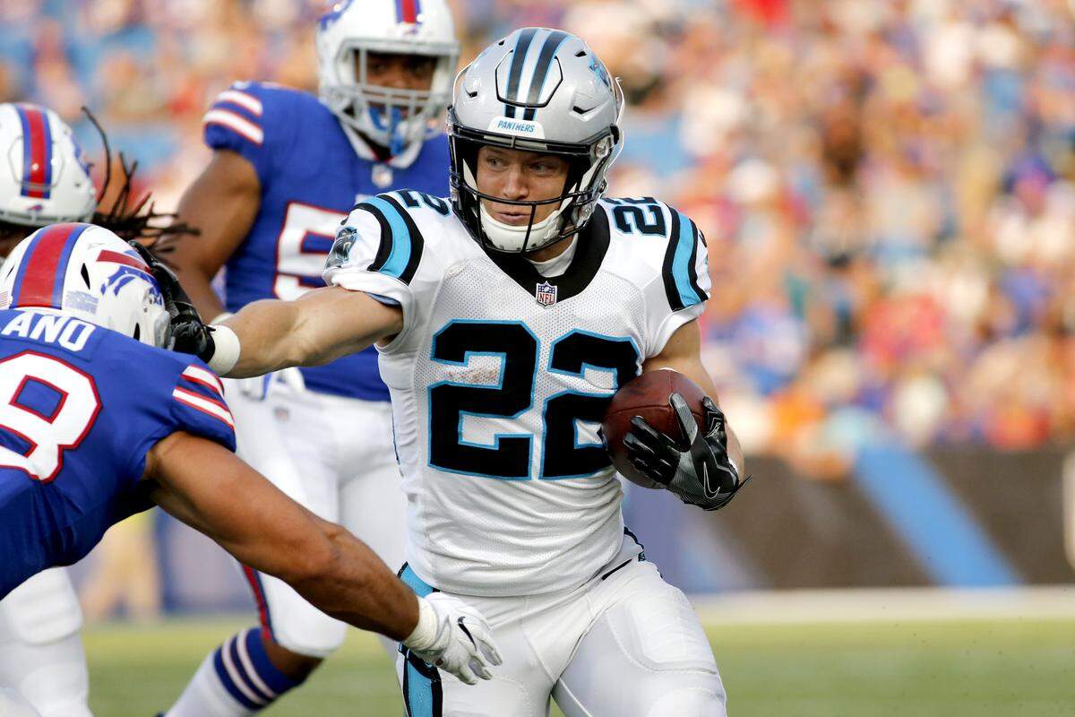 Carolina Panthers running back Christian McCaffrey (22) is one of several players who are being used efficiently and explosively in new offensive coordinator Norv Turner’s system.