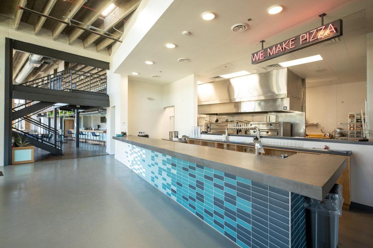 Pizza ovens are located in a room near the main entrance at the new Protagonist Beer.