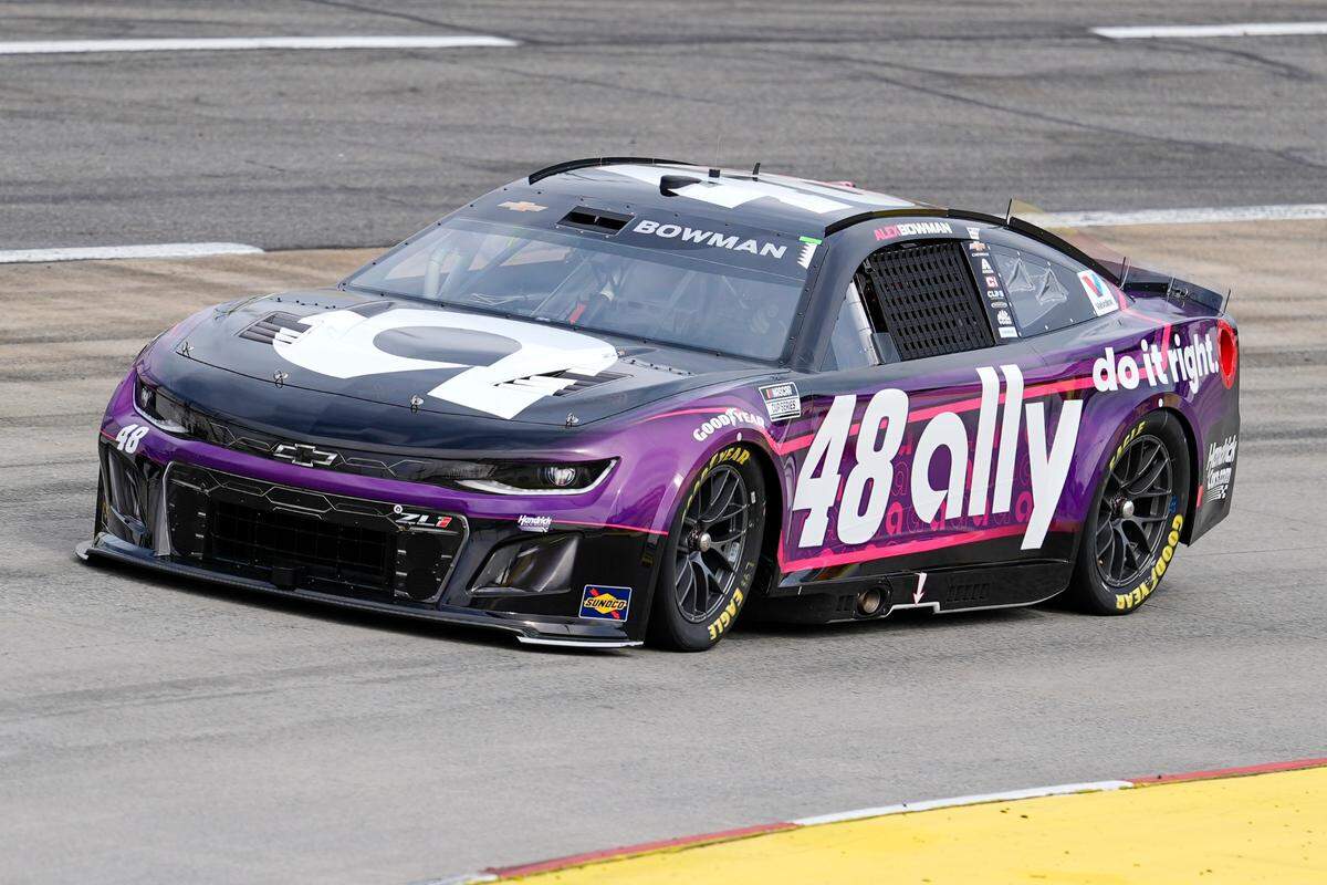 Mar 29, 2025; Martinsville, Virginia, USA; NASCAR Cup Series driver Alex Bowman (48) during practice and qualifying for the Cook Out 400 at Martinsville Speedway.