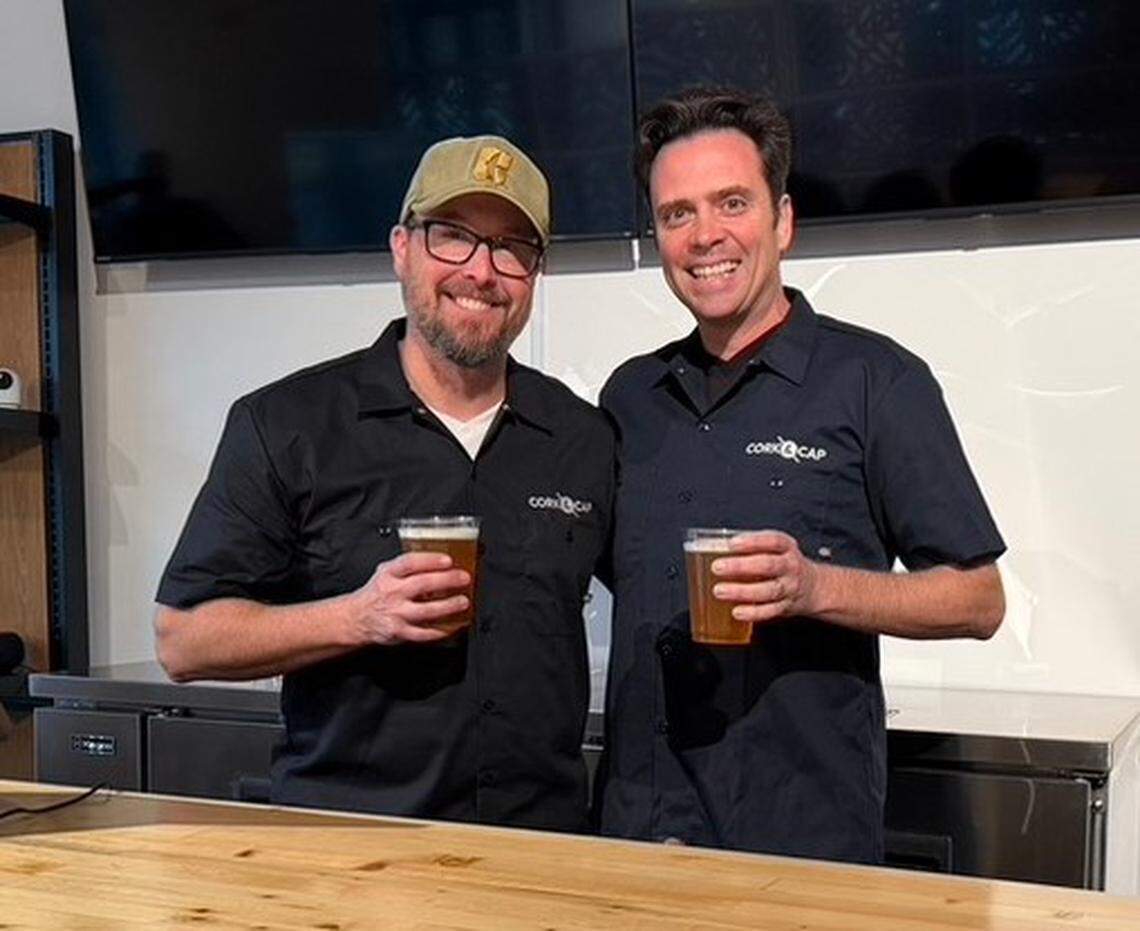 Cork & Cap in Camp North End is co-owned by Brian Kelly, right, and Adam Lingle.