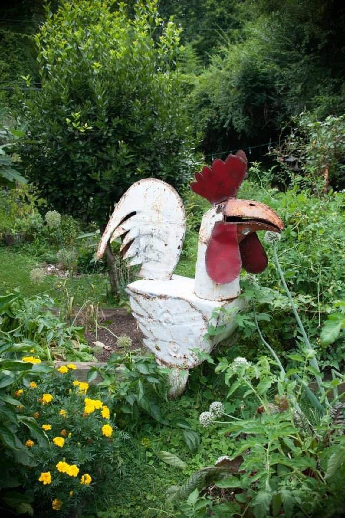 Deborah Triplett's metal chicken, which was one of her old garden's most iconic and well-known features.