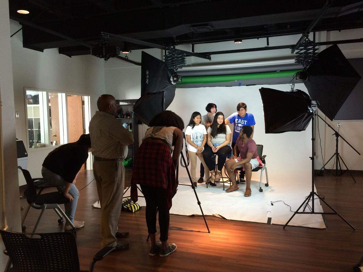 The Arts & Science Council’s Studio 345 program introduces students to professional, industry-standard equipment and software. These students are studying film in the out-of-school program.
