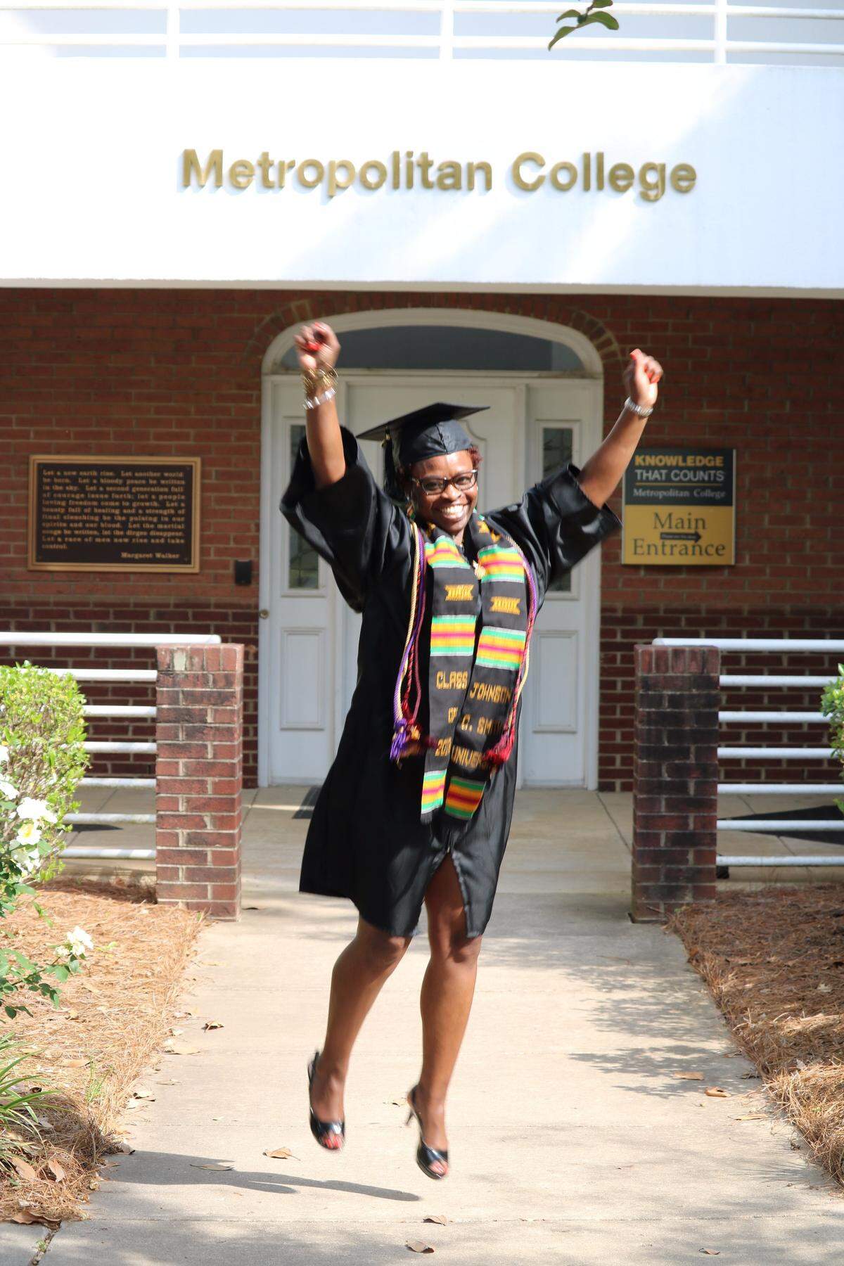 Angela Silver, 44, graduated from Johnson C. Smith University Sunday.