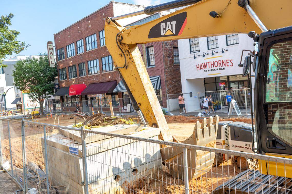 Heavy machinery in downtown Concord has spread dust and dirt that turns to mud when it rains, creating an extra obstacle for business owners and visitors.