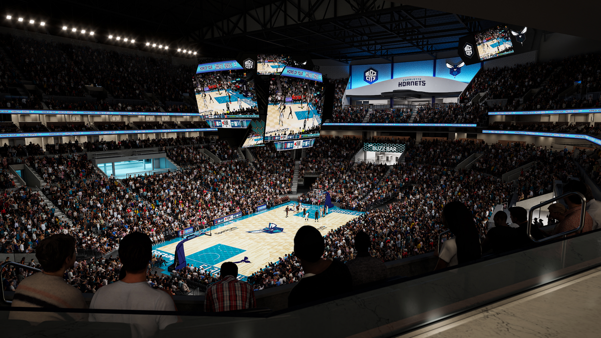 The Charlotte Hornets unveiled a rendering and plan for its bowl style arena at the Spectrum Center, part of $200 million in upgrades and renovations.