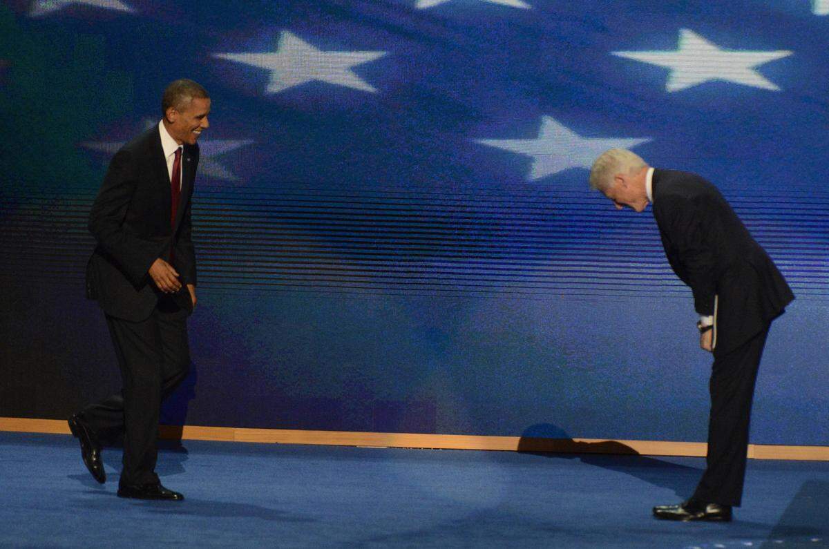 David T. Foster III's 2012 photo of Bill Clinton and Barack Obama at the Democratic National Convention at Time Warner Cable Arena in Charlotte.