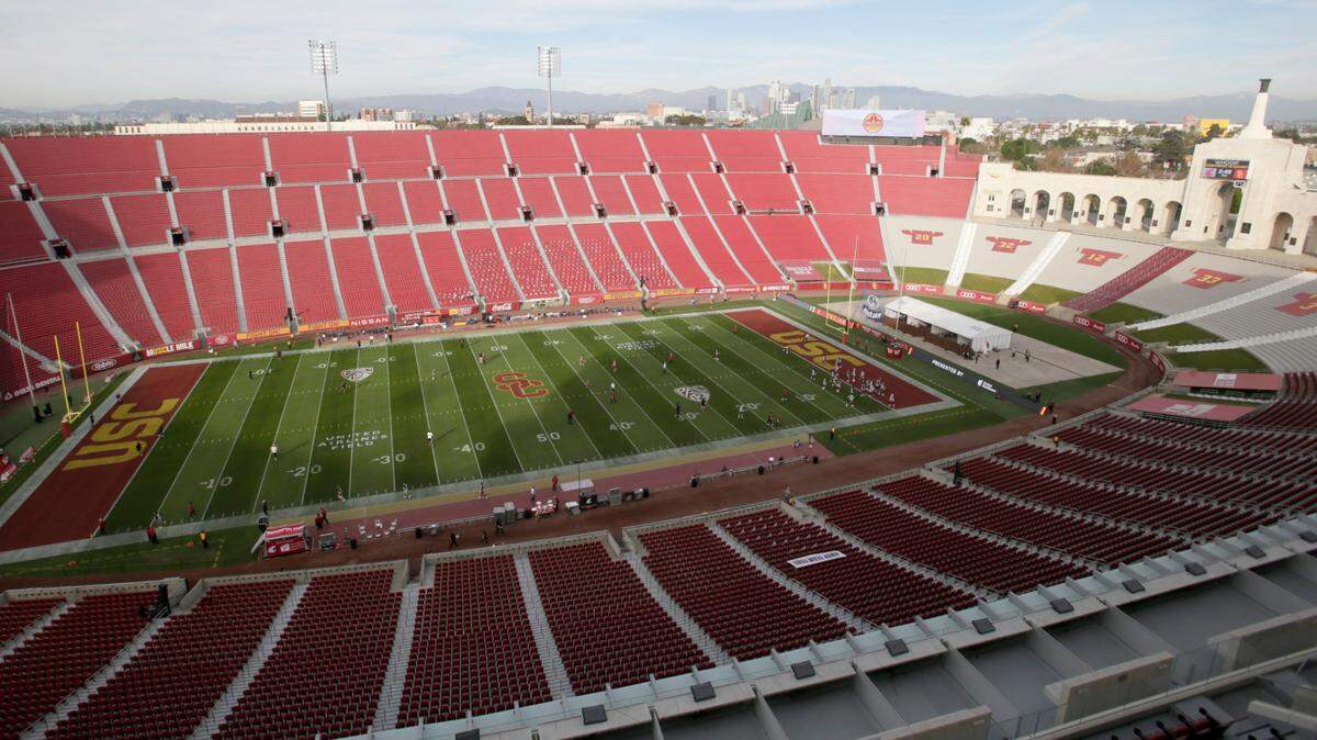Overall view of the Los Angeles Coliseum, which will host a NASCAR exhibition race in 2022.