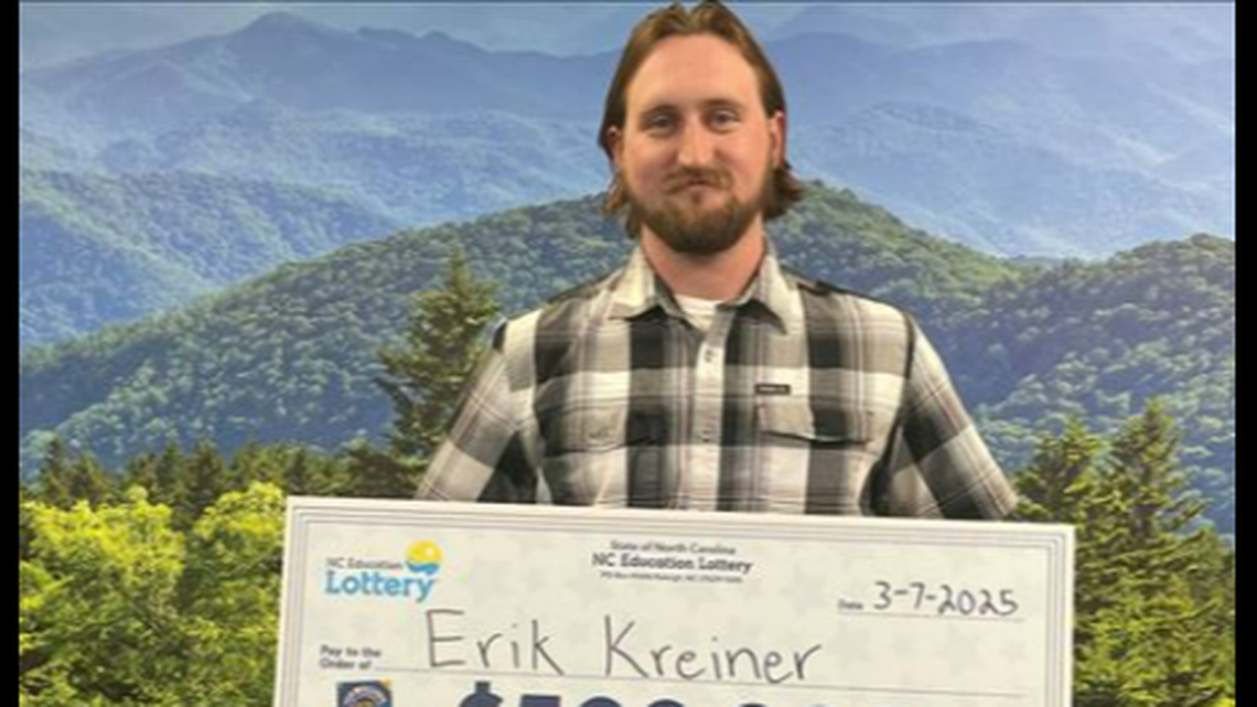 Erik Kreiner of Weaverville was informed in a March 5 phone call that his losing ticket actually won him $500,000, officials said.