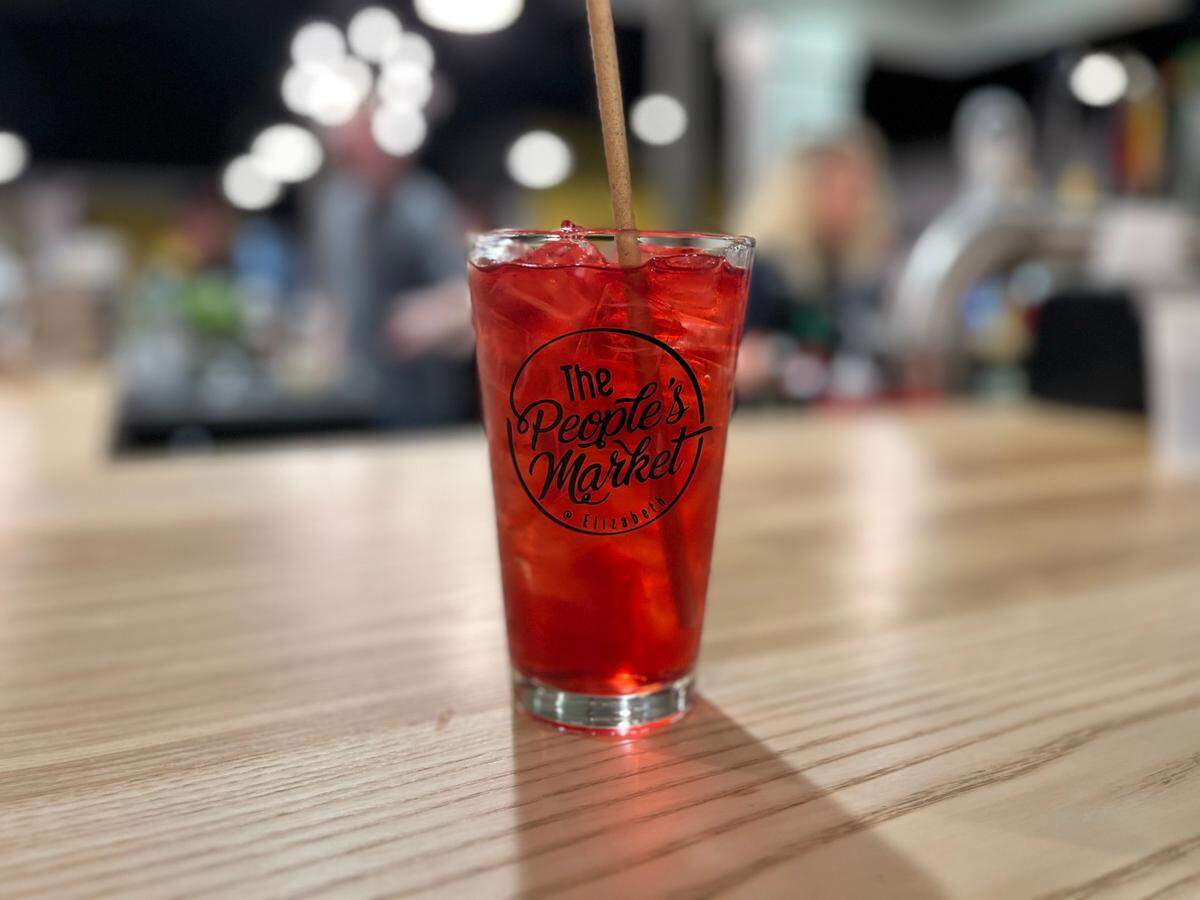 The non-alcoholic Hibiscus Orchard at The People’s Market is made with Hibiscus berry tea, apple, honey and lime.