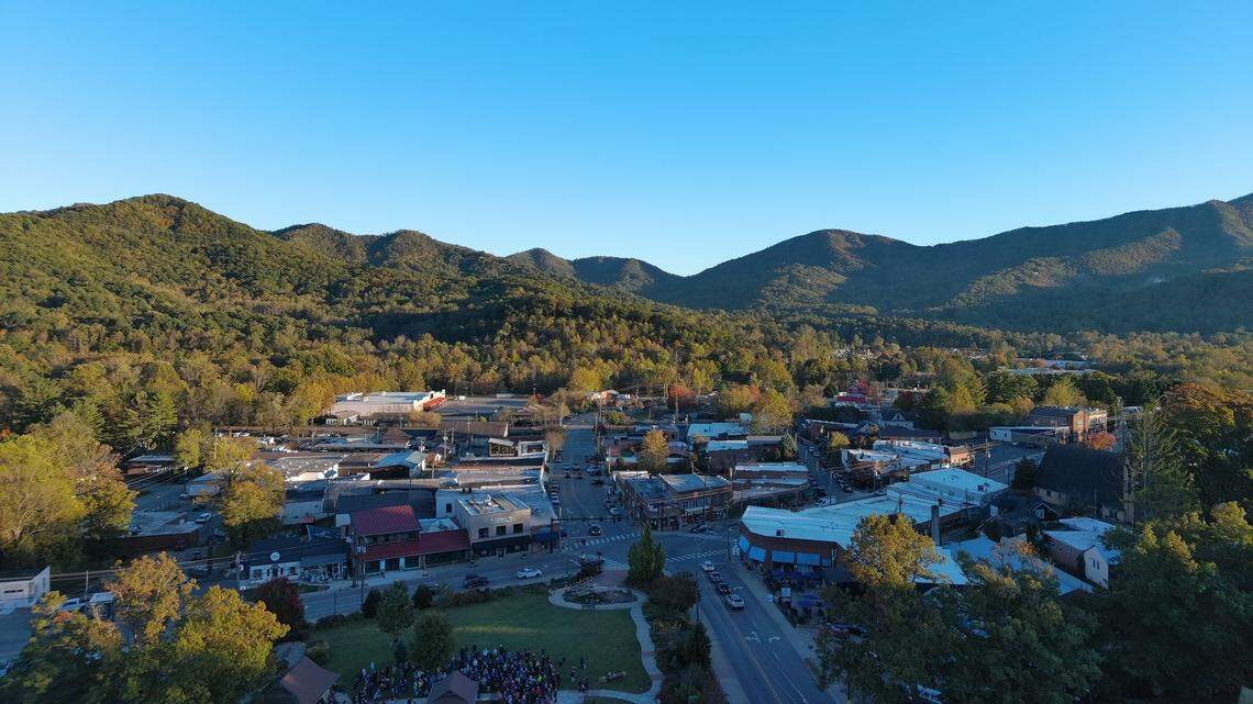 An aerial view of Black Mountain, North Carolina.