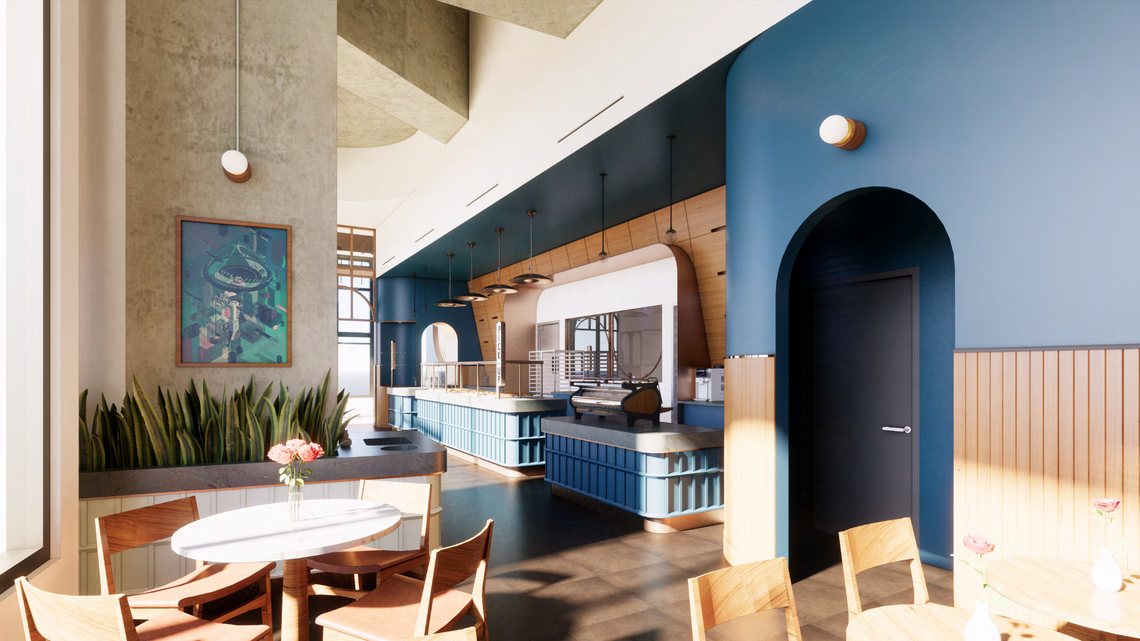 The Salty Donut will open on the bottom floor of the Dimensional Funds tower in South End this summer. Expect “hotel lobby bar vibes” the company said. It will be designed by STORYN Studio Architecture and The Salty’s co-founder, Amanda Pizarro-Rodriguez.