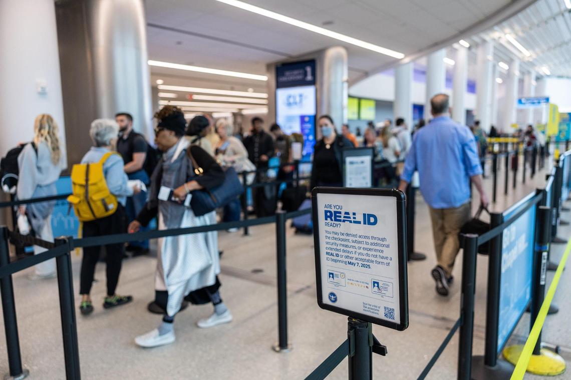 It appeared to be a typical mid-week day at the Charlotte airport, as people moved through security without big lines stacking up, despite it being the first day Real ID took effect.