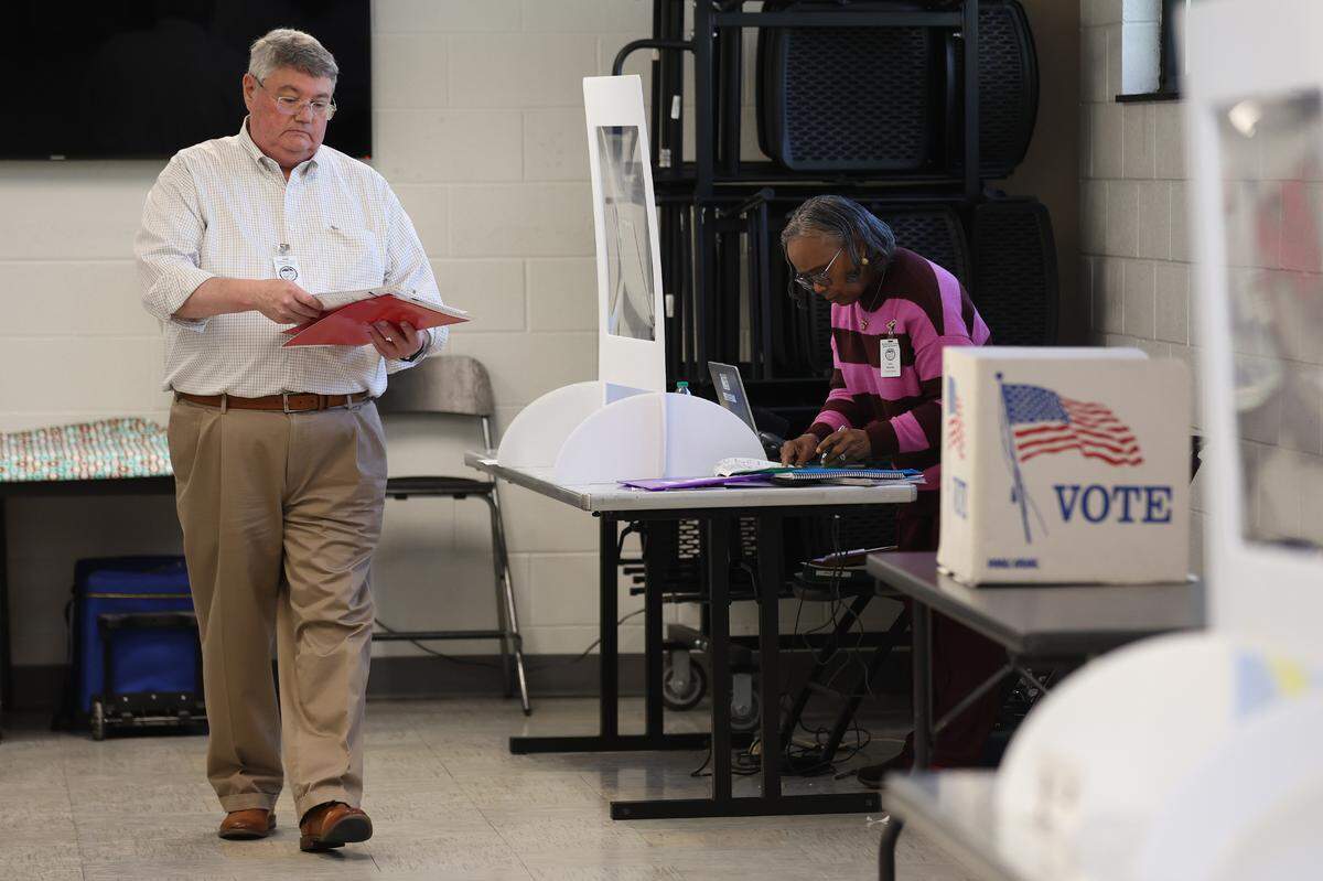 Election officials at work at West Charlotte Recreational Center during mid-term elections on Tuesday, November 8, 2022.