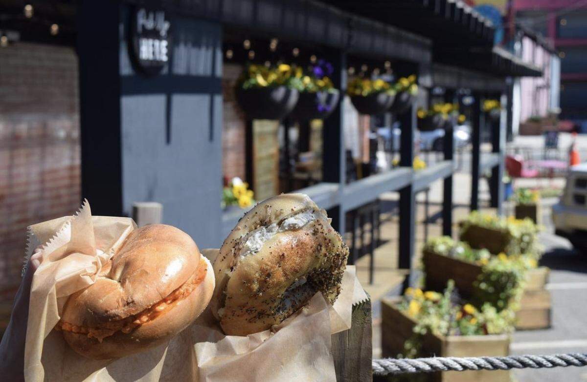 Smelly Cat Coffeehouse & Roastery also serves Poppy’s Bagels at the NoDa coffeeshop. Choose between plain and everything.