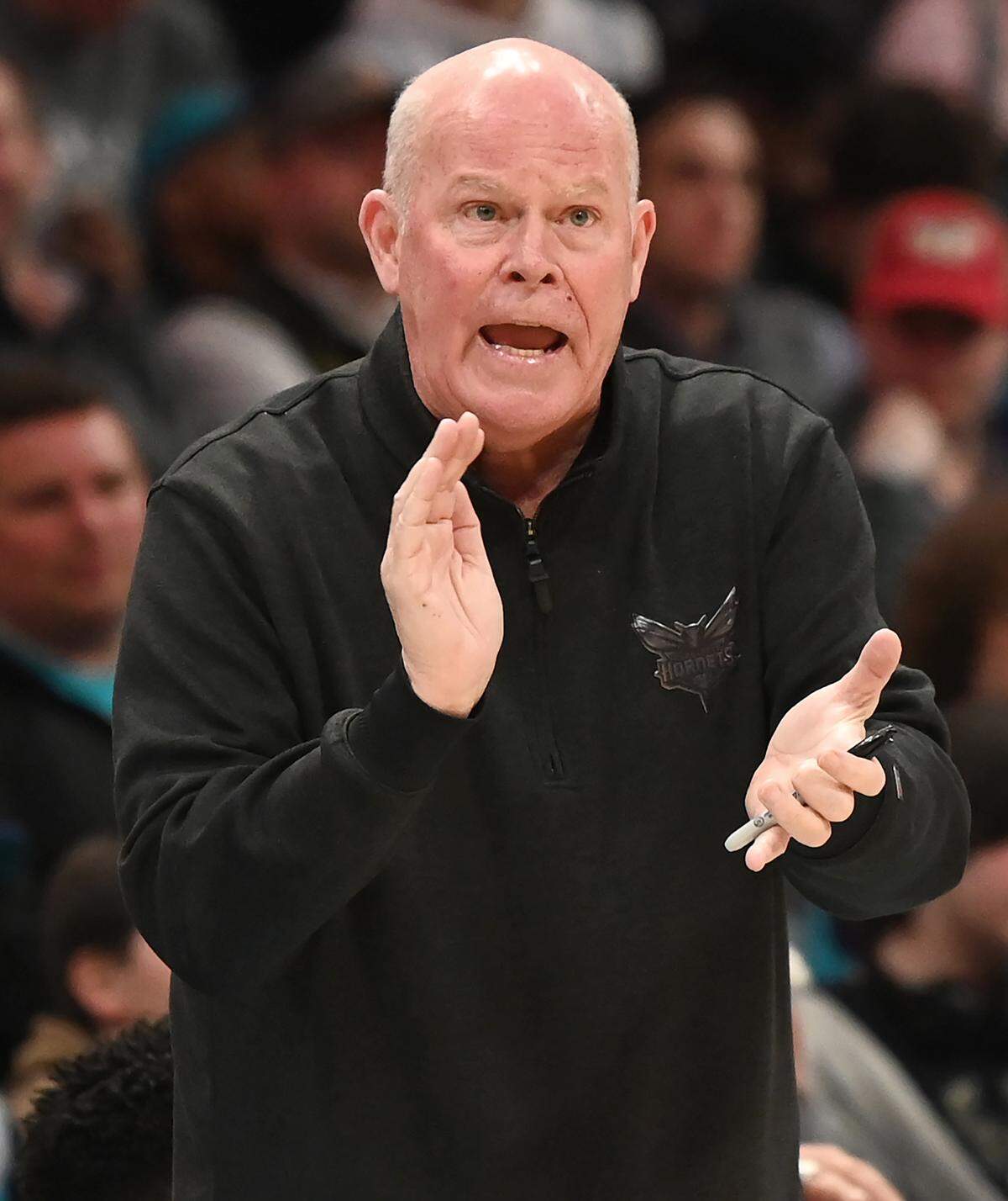 Charlotte Hornets head coach Steve Clifford tries to motivate his team during second half action against the Milwaukee Bucks at Spectrum Center in Charlotte, NC on Thursday, February 29, 2024. The Bucks defeated the Hornets 104-84.