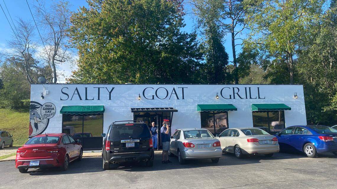 Salty Goat Grill in Leicester has become a gathering place for Western North Carolina residents who have gone days without power and water service.