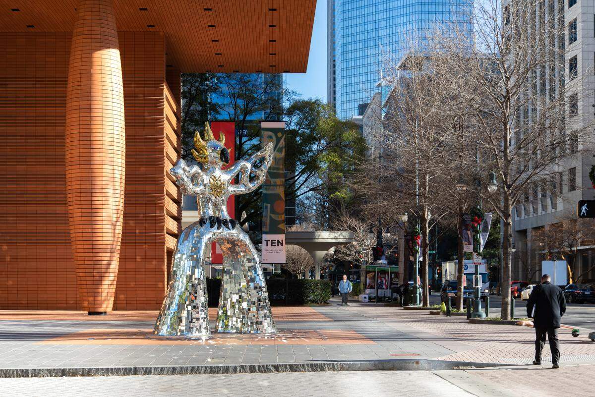 The Disco Chicken — also known as Firebird and its official name “Le Grand Oiseau de Feu Sur l’Arche,” or “The Large Bird of Fire on the Arch” — has been a heavily photographed spot in Charlotte for decades. 