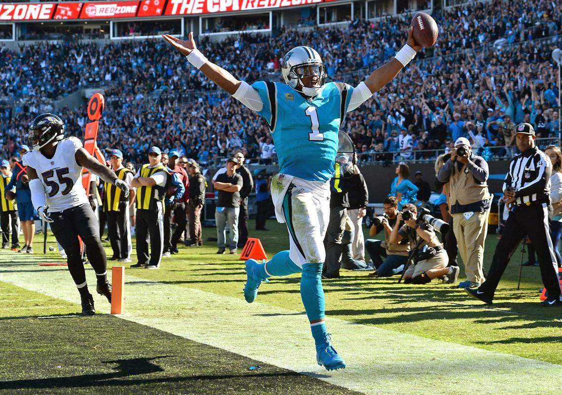Carolina Panthers quarterback Cam Newton was known for his signature celebrations during his tenure in Charlotte.