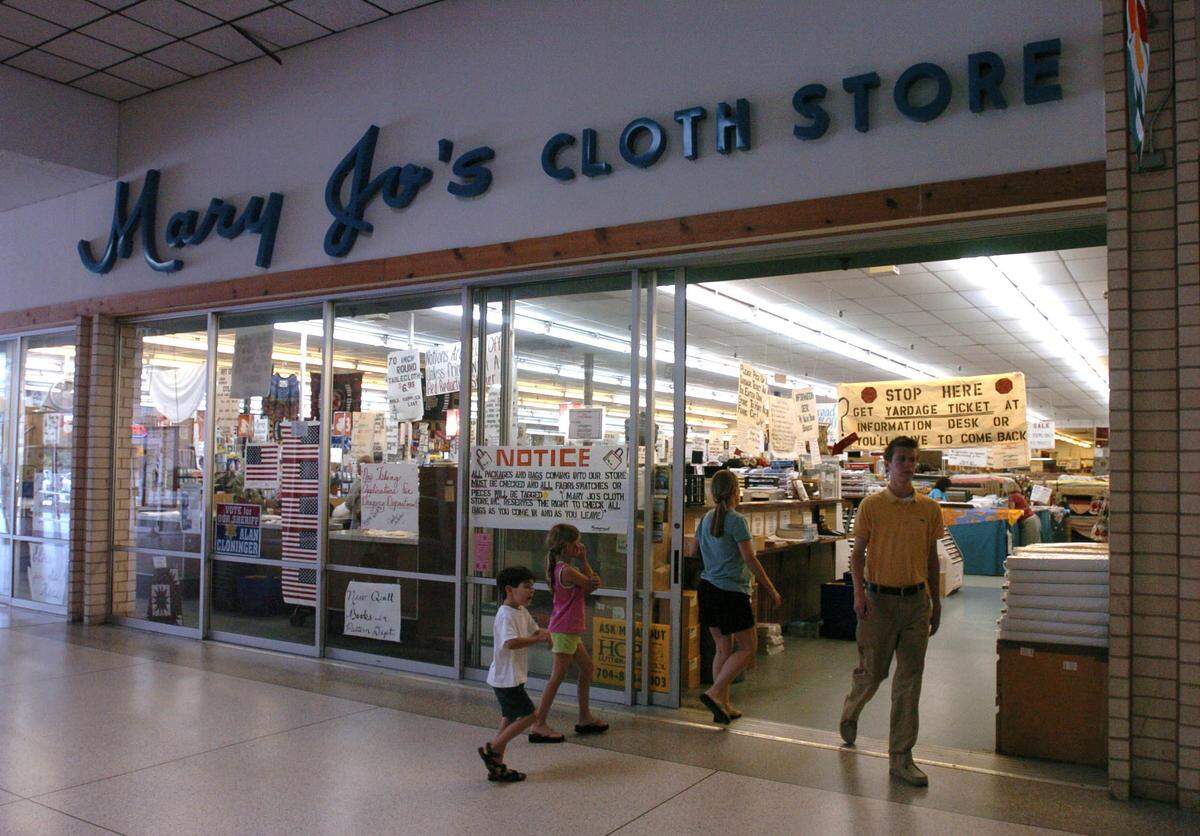 This was the Mary Jo’s Cloth Store storefront in the Gaston Mall in 2006, before the mall was redeveloped.
