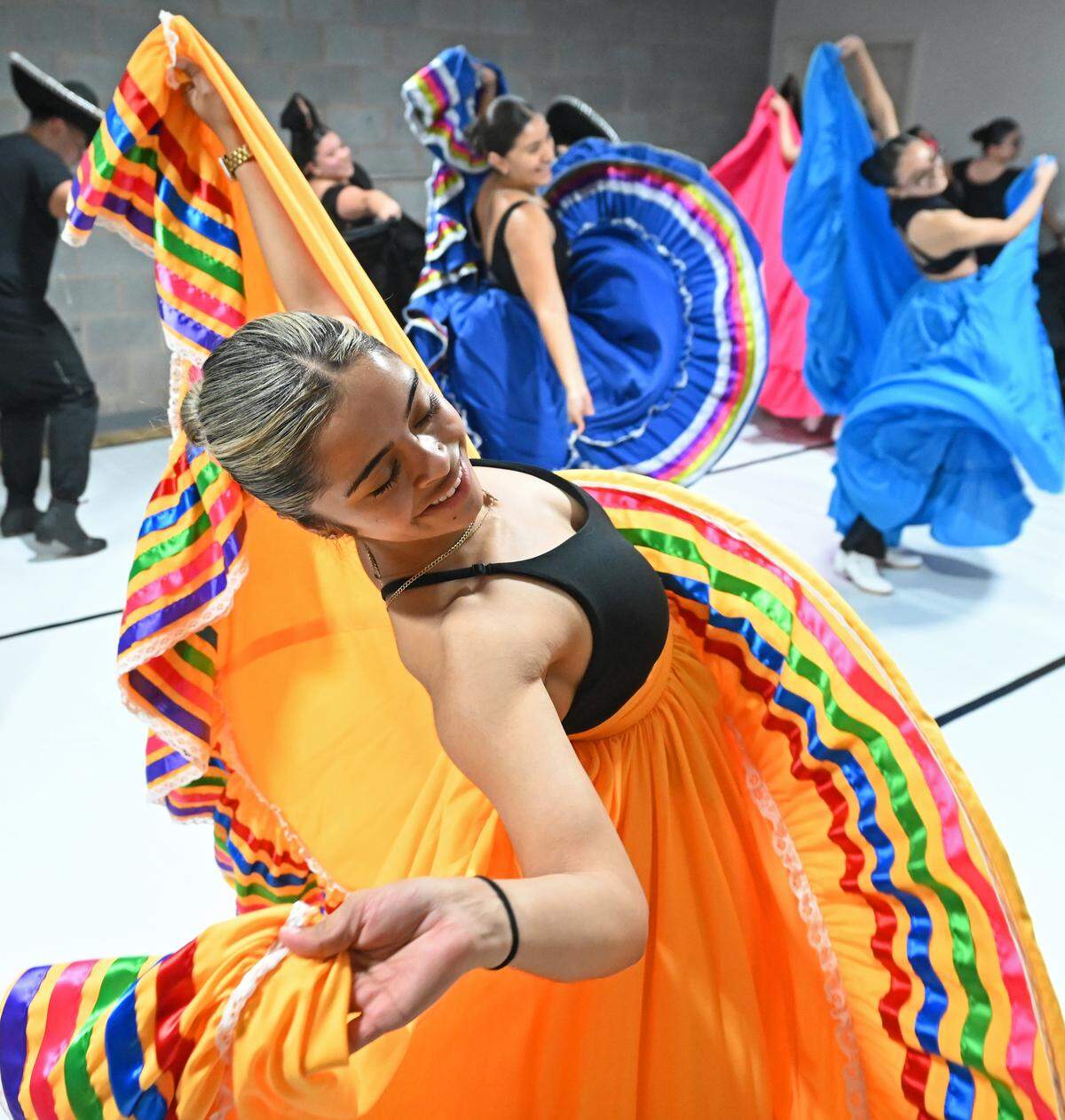 Angeliz Valle rehearses with her dance troupe El Alma de la Luna on Feb. 25. The dance academy celebrates the richness of Latin culture through the art of dance. 