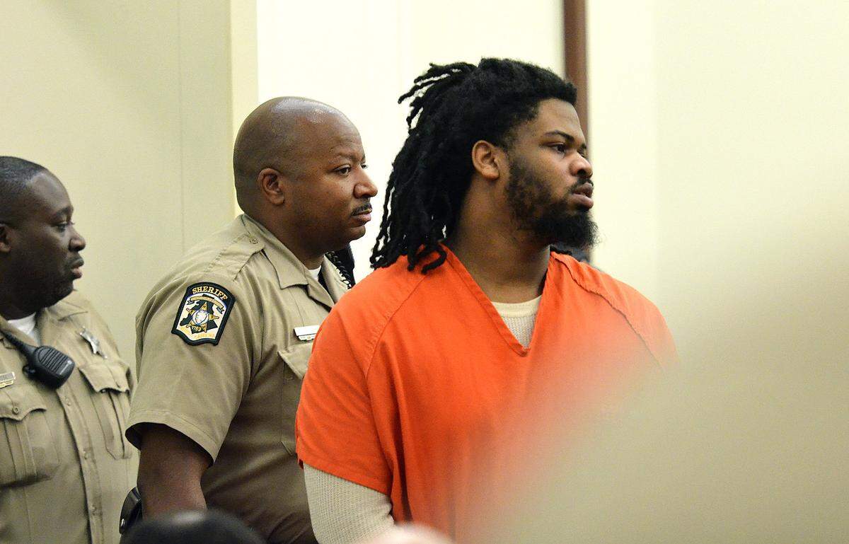 Rayquan Borum, the man accused of fatally shooting Justin Carr, a bystander, goes on trial Monday charged with the murder of Justin Carr during the violent protests that hit Charlotte in September 2016. Borum is shown during an earlier court hearing where he pleaded not guilty to the charge.