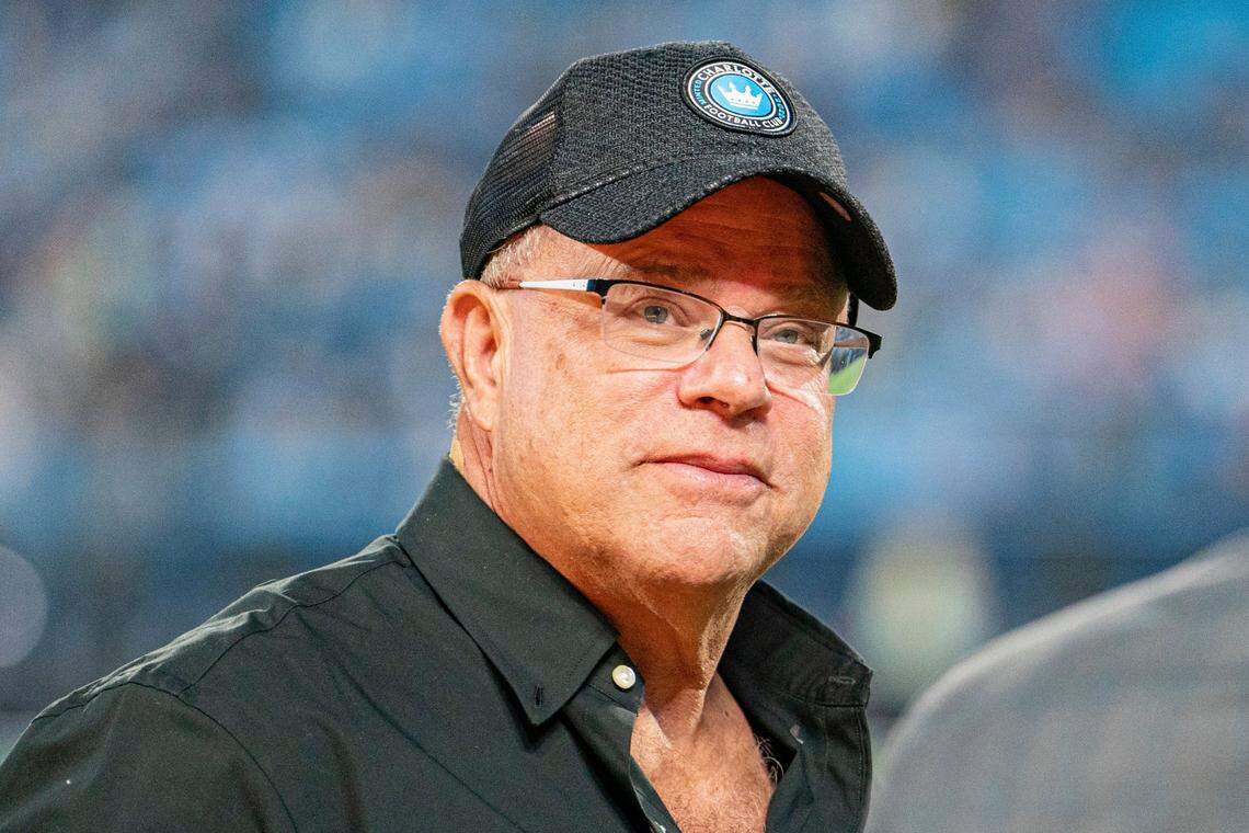 Charlotte FC owner owner David Tepper looks on before an MLS soccer match against the LA Galaxy in Charlotte, N.C. on March 5, 2022. Tepper also owns the Carolina Panthers football team.