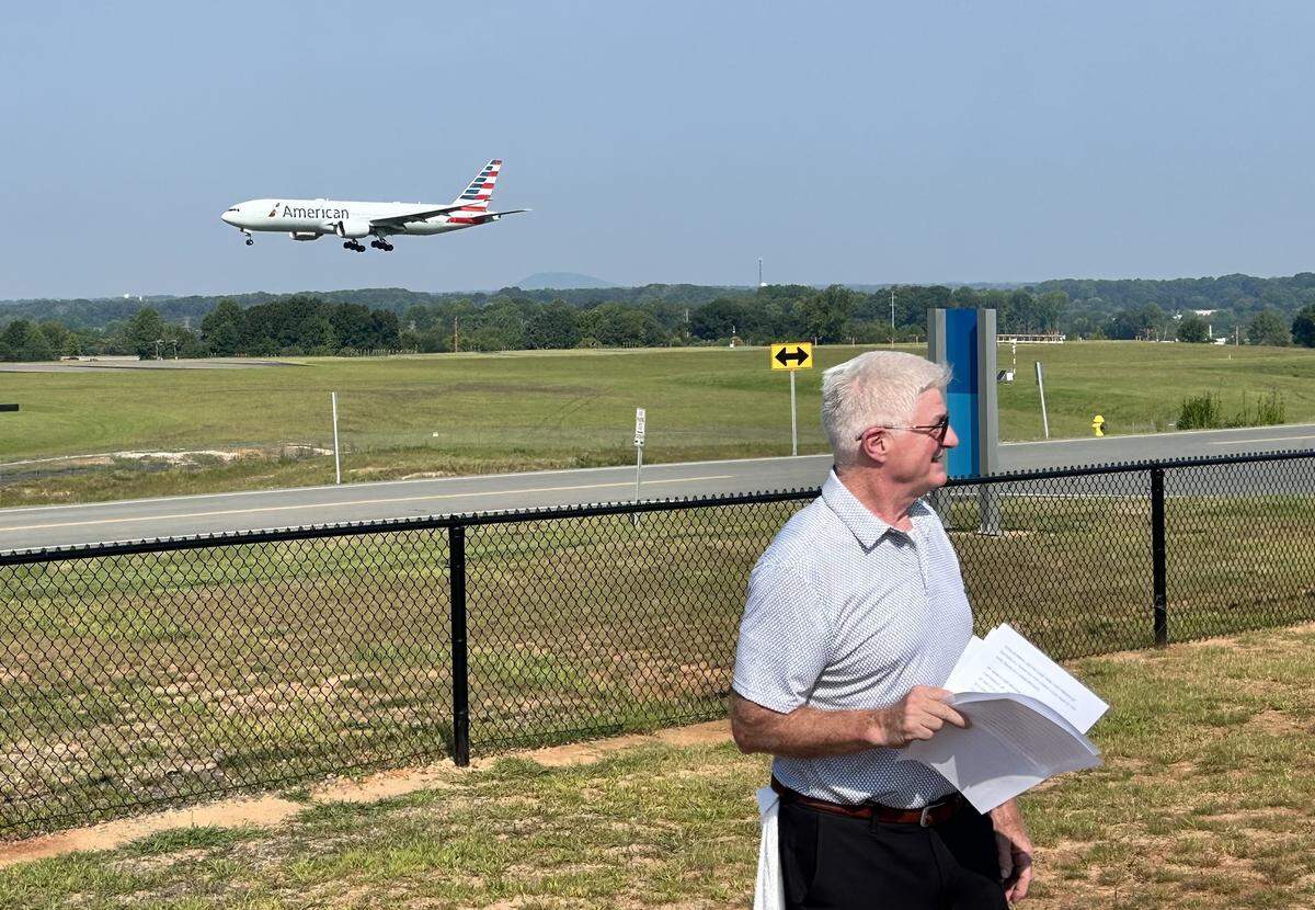 Charles McDonald speaks to a group of family members of victims and survivors of Eastern Airlines Flight 212 on Sept. 6, 2025. McDonald, whose father was one of 72 people who died in the 1974 crash, spearheaded a successful effort to have the flight’s victims remembered in Charlotte with two separate memorials.