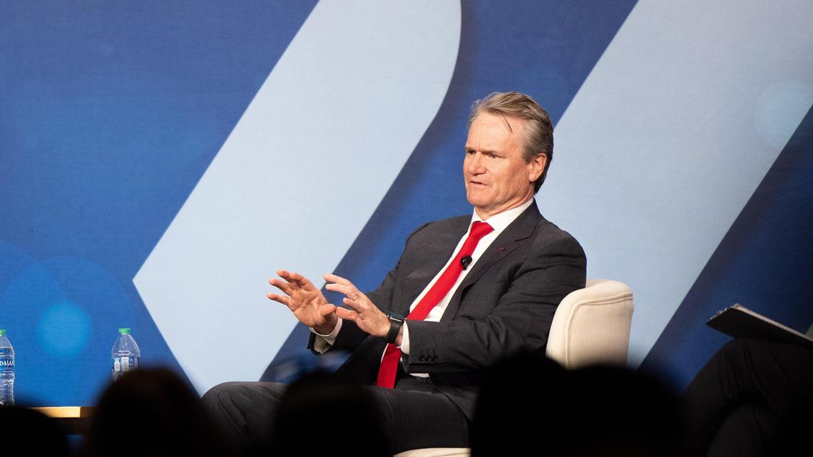 Brian Moynihan, CEO of Bank of America, speaks during the Charlotte Regional Buisness Alliance Annual Economic Outlook event in Charlotte, N.C., on Wednesday, December 8, 2021.
