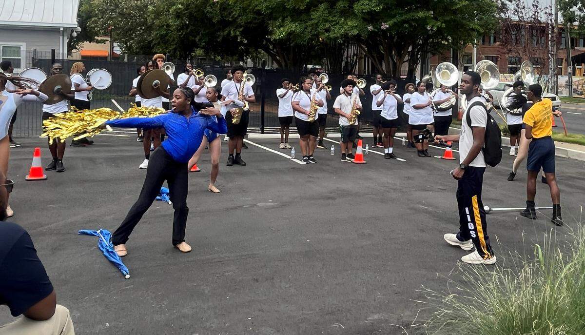 Johnson C. Smith University band performed Wednesday, Aug. 20, 2025, during the opening celebration of U.S. Bank branch at 1801 South Blvd. in Charlotte’s South End.