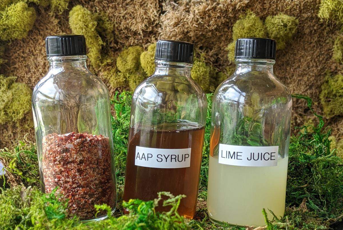 Bardo is offering cocktail kits meant for two people for $8 ‚ but you must provide the alcohol. Pictured are the ingredients for the Cooling Effect cocktail, including AAP syrup (aloe agave and peppers), fresh lime juice and “salt & peppers” garnish.