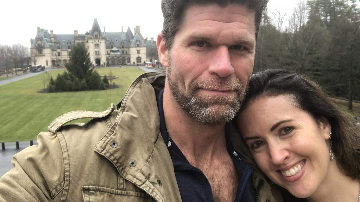 Corey and Rebekah Maher in Asheville, North Carolina. Rebekah recently got a breakthrough case of COVID-19.