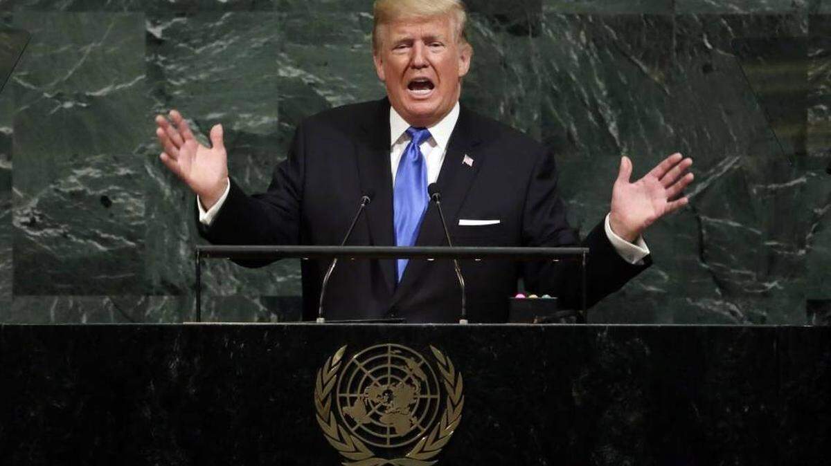President Donald Trump addresses world leaders in 2017 at the United Nations. In his first speech to world leaders there was no talk of nation building. Instead, Trump delivered a blistering call to action accusing other nations of taking advantage of the U.S.