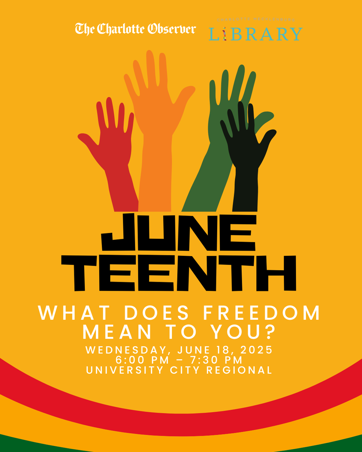 Juneteenth workshop on Wednesday, June 18, hosted by The Charlotte Observer and Charlotte Mecklenburg Library