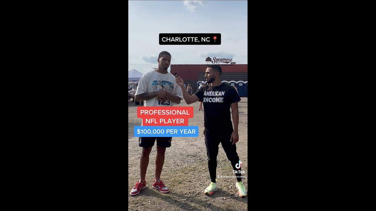 Adam Ali interviews Carolina Panthers cornerback Keith Taylor Jr. for his American Income TikTok series about what people do and how much they make.