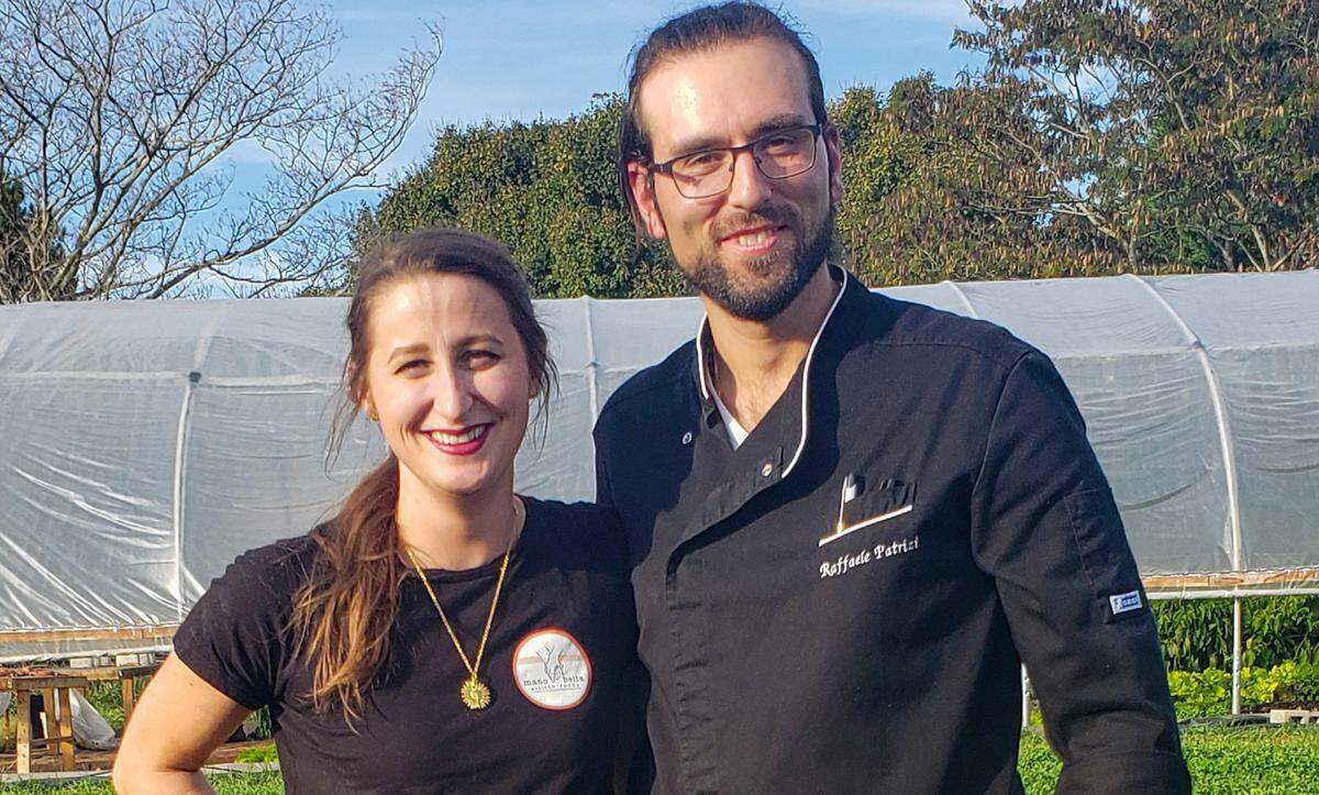 Mano Bella Artisan Foods owners Raffaele and Madison Patrizi.