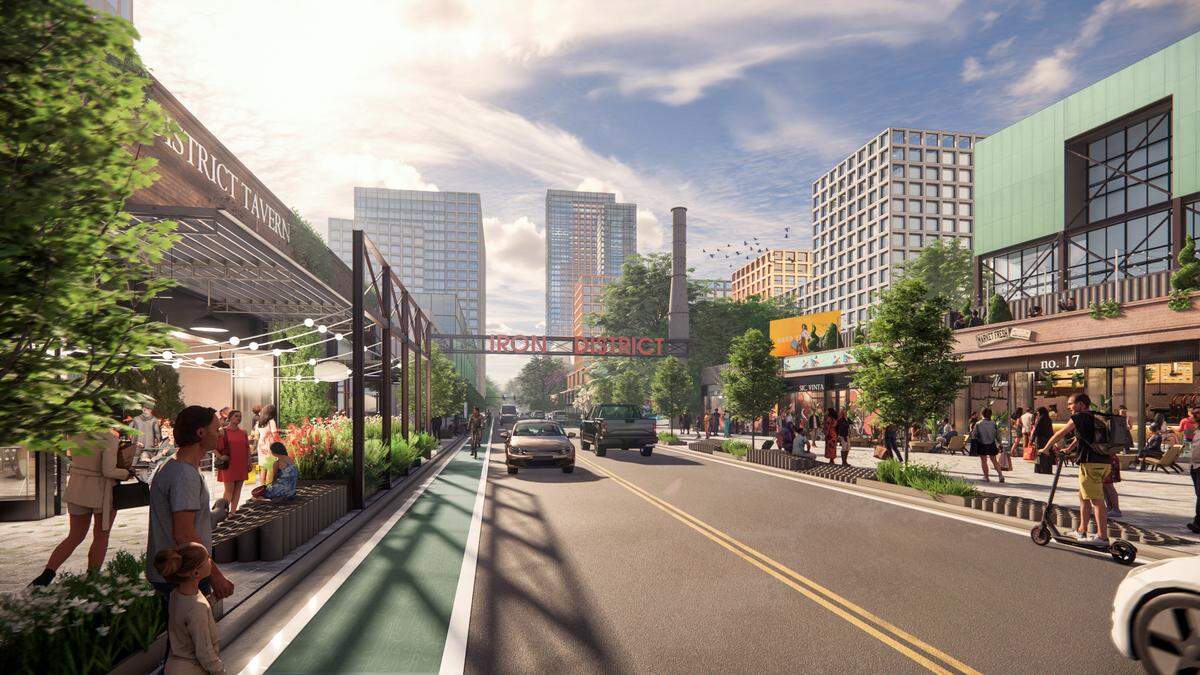 Another rendering of the proposed Iron District mixed-use project.