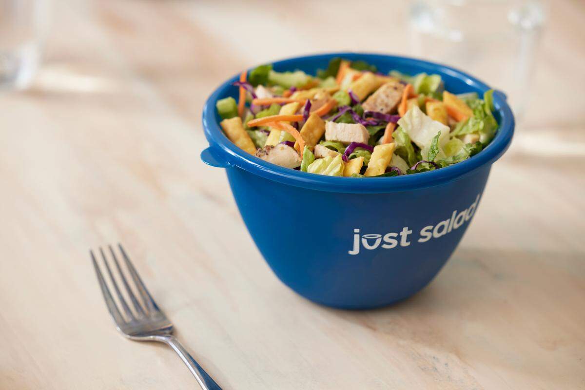 Just Salad offers more than 15 chef-designed salads, including the Thai Chicken Crunch Salad with romaine and red cabbage, roasted chicken, carrots, celery and wontons.