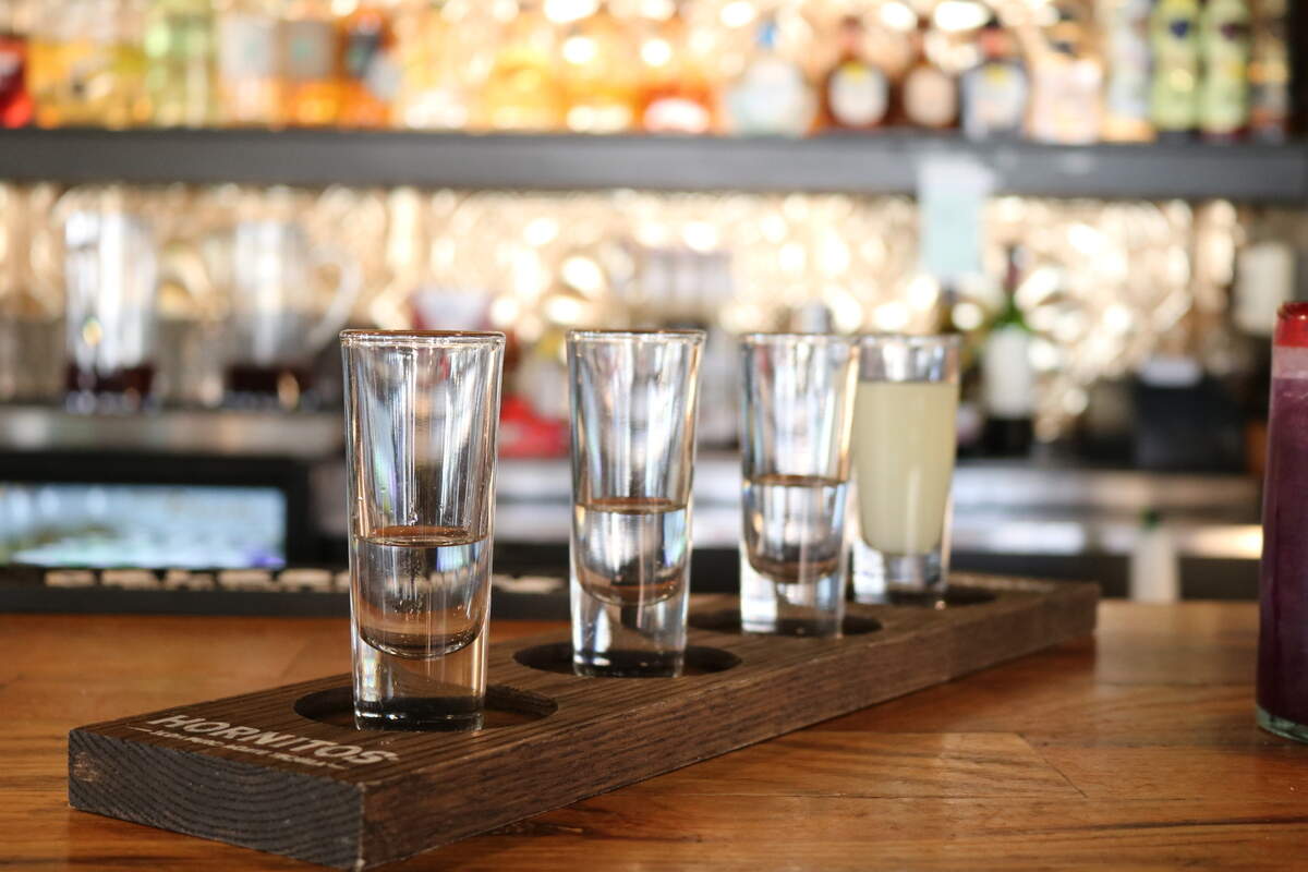 A tequila flight at Paco’s Tacos + Tequila.