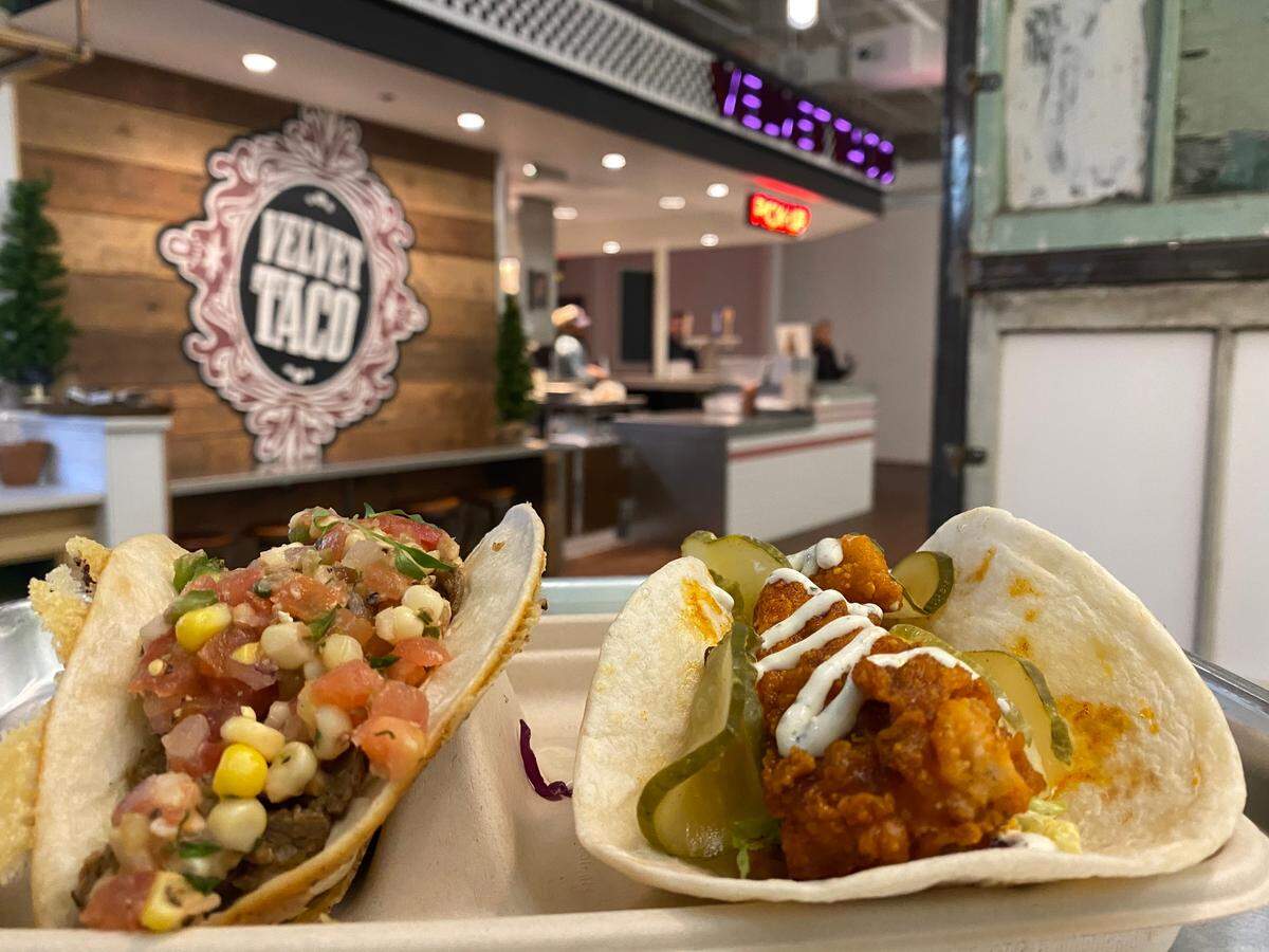 Velvet Taco’s concept is based around the fact that tacos don’t have to be Tex-Mex flavor. The menu includes everything from rotisserie chicken tacos to Nashville hot tofu tacos.