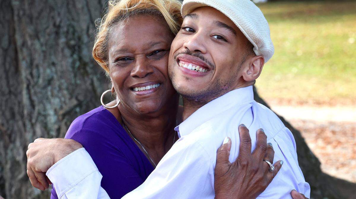 Saundra Adams, left and her grandson, Chancellor Lee Adams, right, celebrate Cahncellor’s 25th birthday at Freedom Park in Charlotte. Chancellor’s mother, Cherica Adasm was shot four times and died 28 days later. Chanxcellor is the son of former Carolina Panthers wide receiver Rae Carruth.