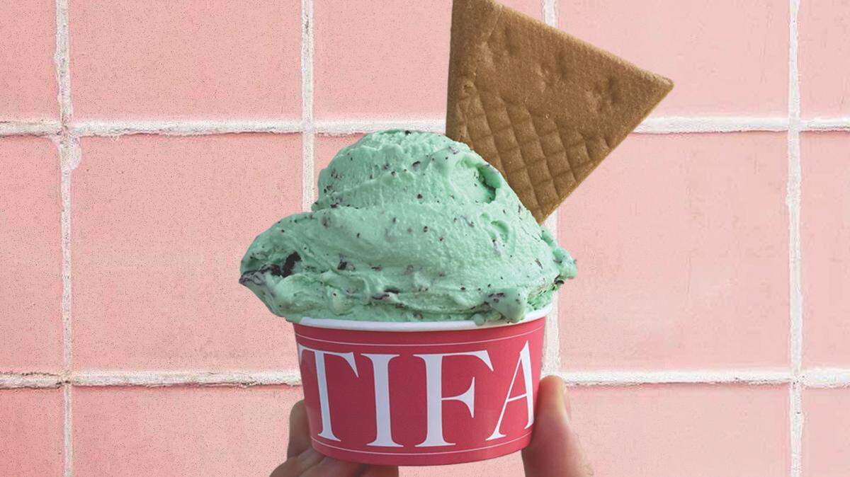 A cup of Mint Chip from Tifa Chocolate & Gelato.