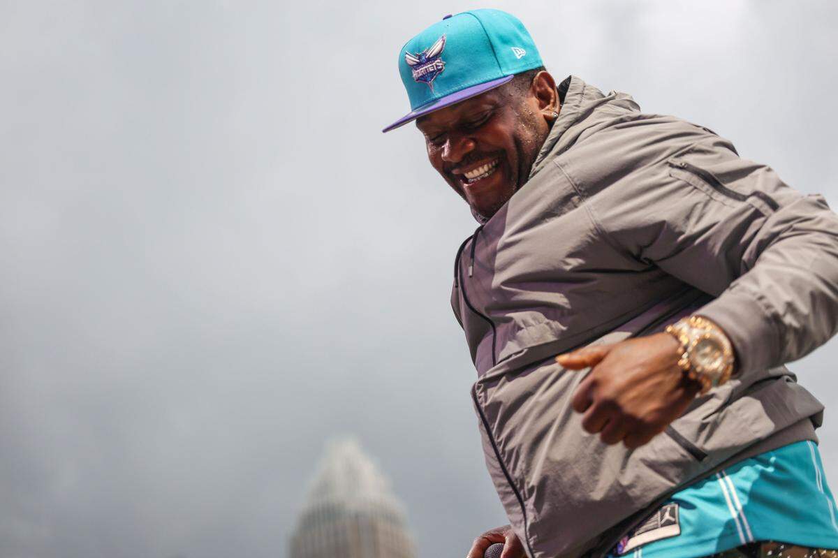 Petey Pablo performs at Lovin’ Life Music Fest on Saturday, May 3, just before a thunderstorm cut his show short.