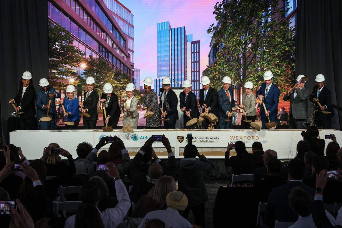 The groundbreaking ceremony for Wake Forest University School of Medicine Charlotte and “The Pearl” Innovation District in 2023. The Pearl District just landed a $141 million project from medical tech company Siemens Healthineers.