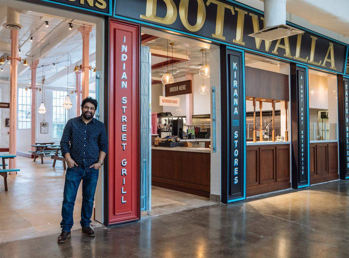 Botiwalla, an Indian street food restaurant operated by James Beard Award semifinalist Meherwan Irani, is upstairs at Optimist Hall.