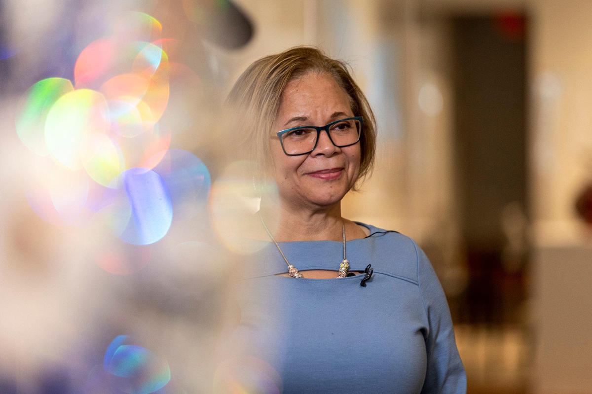 Charlotte Mayor Vi Lyles talks with the media about funds allocated for the city’s Racial Equity Initiative at the Foundation for the Carolinas in Charlotte, NC on Thursday, April 28, 2022.