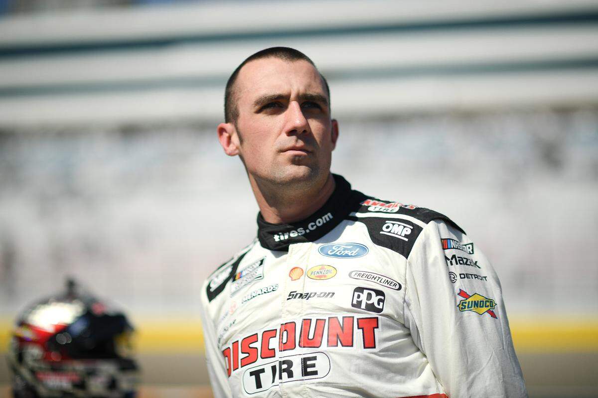 Mar 15, 2025; Las Vegas, Nevada, USA; NASCAR Cup Series driver Austin Cindric (2) during qualifying for the Pennzoil 400 at Las Vegas Motor Speedway.