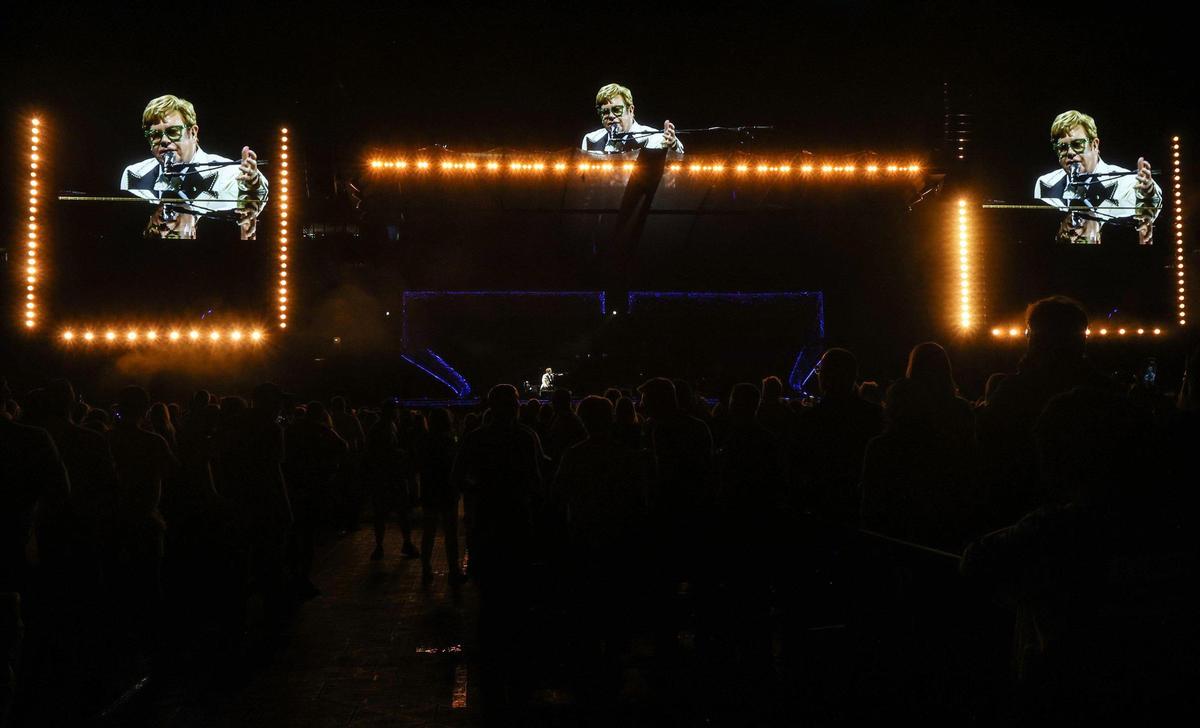 Elton John performs at Bank of America Stadium during his Farewell Yellow Brick Road tour on Sunday, September 18, 2022 in Charlotte, NC.